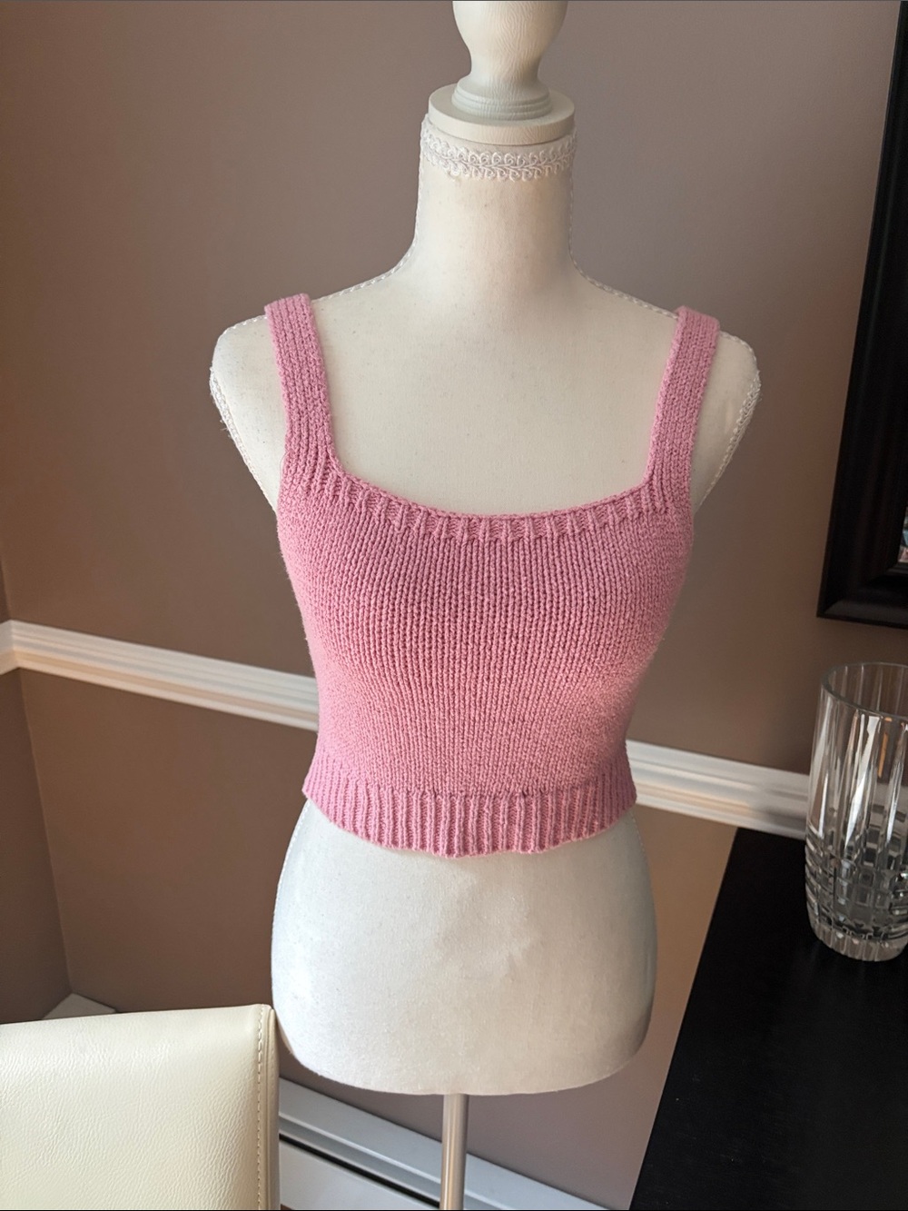 Zara Pink Knit Cropped Tank